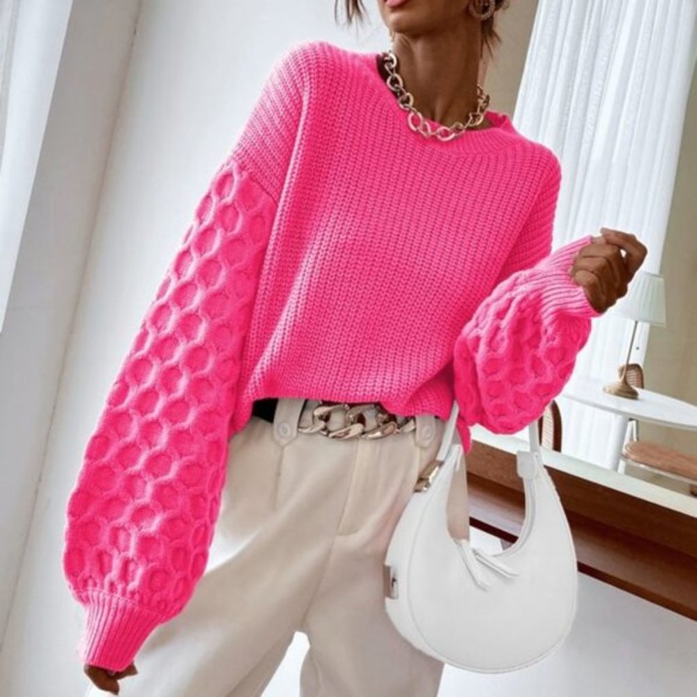 Hot Pink Sweater Top - Picture 3 of 7